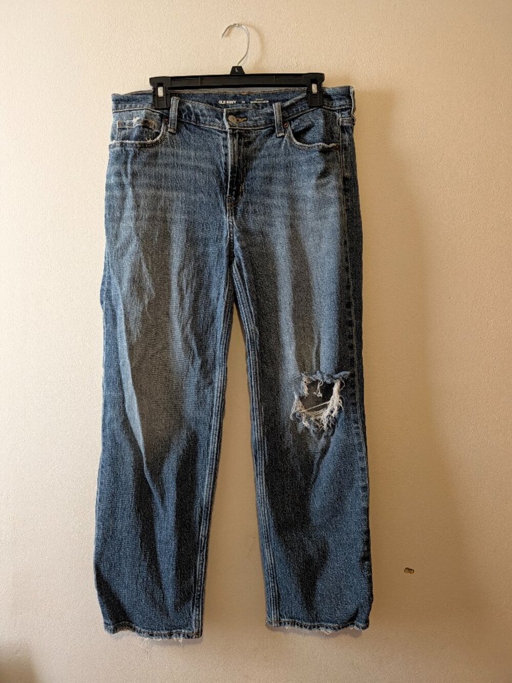 Old Navy Mid-Rise Boyfriend Loose Distressed Jeans Montrose Wash Size 10